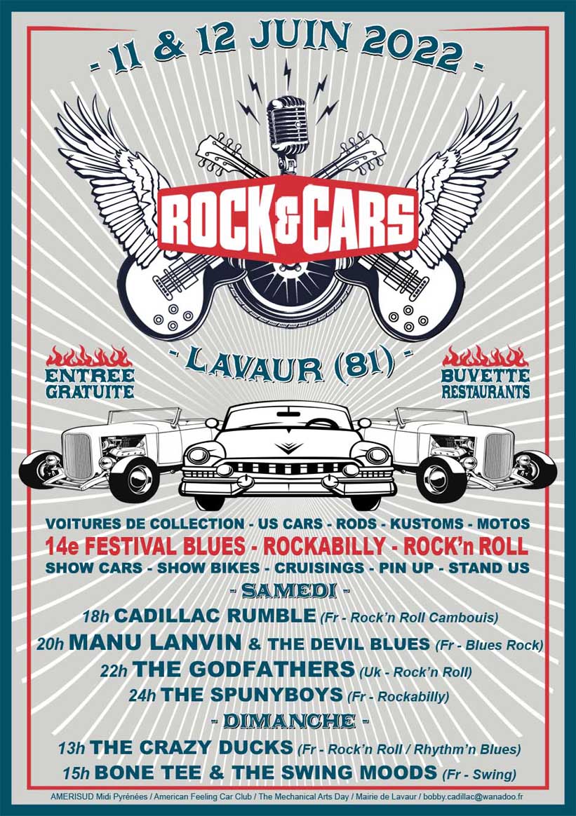 Festival Rock'and'cars à Lavaur (81) Les 11 Et 12 Juin 2022